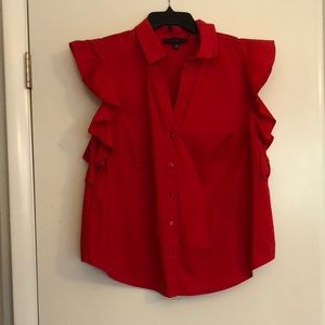 NWT Eloquii Red Ruffle Sleeve Blouse - Size 16